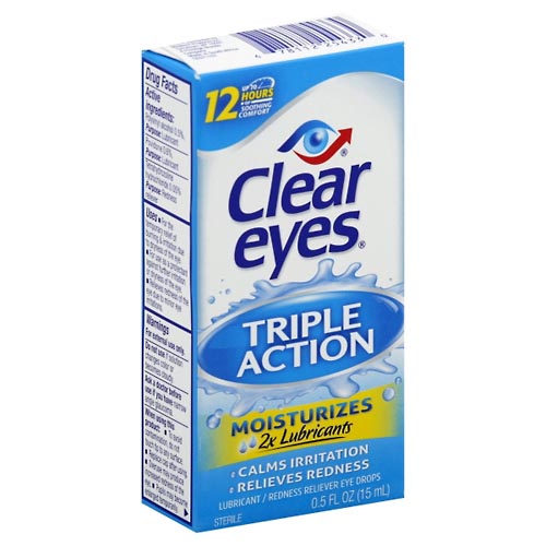 Image for Clear Eyes Eye Drops, Lubricant/Redness Reliever, Triple Action,0.5oz from Bryan Pharmacy