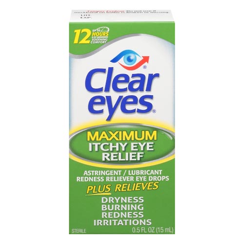 Image for Clear Eyes Eye Drops, Astringent/Lubricant Redness Reliever, Maximum, Itchy Eye Relief,0.5oz from Bryan Pharmacy